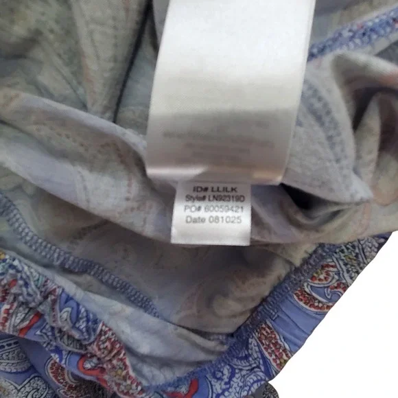 Lauren Ralph Lauren Women's small Blue Paisley Pajama Set Button Top Capri Pant - Picture 11 of 11